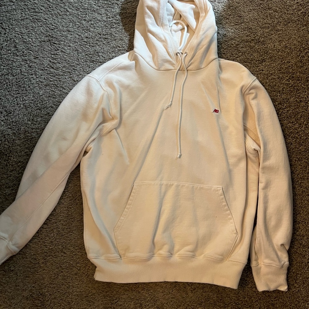 New Balance Off-White Hooded Pullover with Small Red Logo